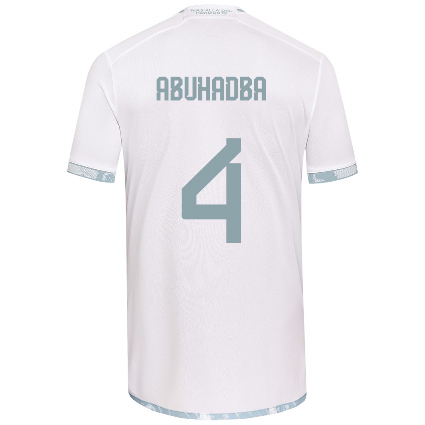 Børn Zacarías Abuhadba #4 Hvid Grå Udebane Spillertrøjer 2024/25 Trøje T-Shirt