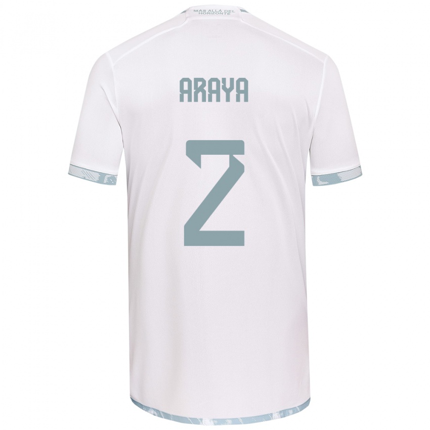 Børn Fernanda Araya #2 Hvid Grå Udebane Spillertrøjer 2024/25 Trøje T-Shirt