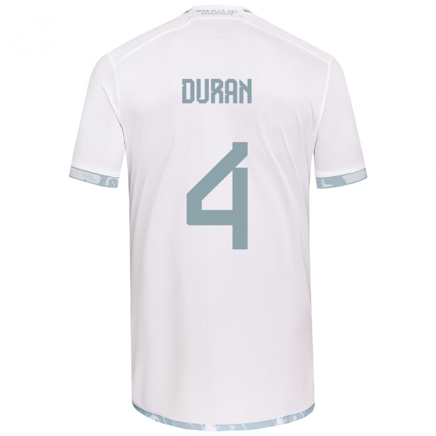 Børn Ignacia Durán #4 Hvid Grå Udebane Spillertrøjer 2024/25 Trøje T-Shirt