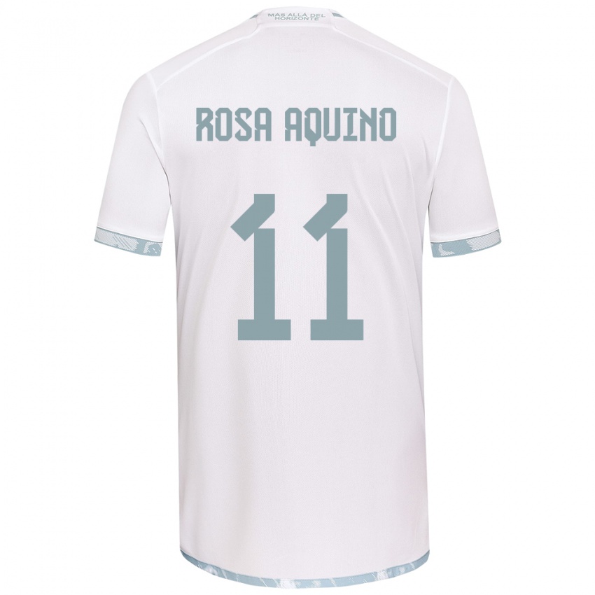 Børn Rosa Aquino #11 Hvid Grå Udebane Spillertrøjer 2024/25 Trøje T-Shirt