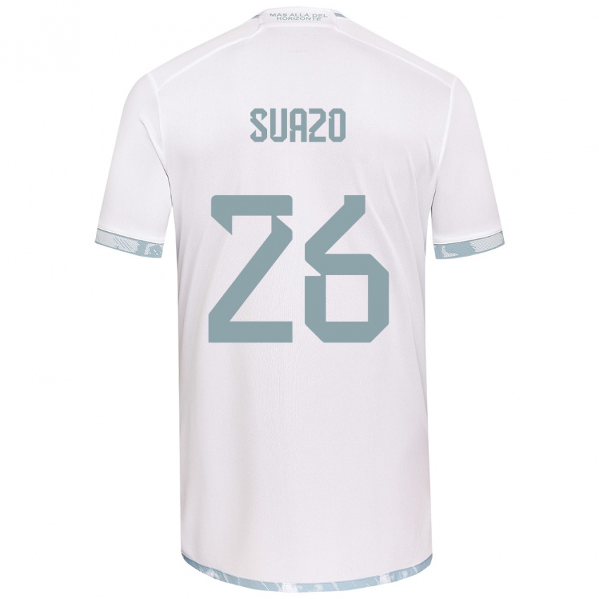 Børn Gretzel Suazo #26 Hvid Grå Udebane Spillertrøjer 2024/25 Trøje T-Shirt