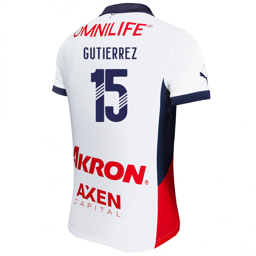 Børn Erick Gutierrez #15 Hvid Rød Blå Udebane Spillertrøjer 2024/25 Trøje T-Shirt