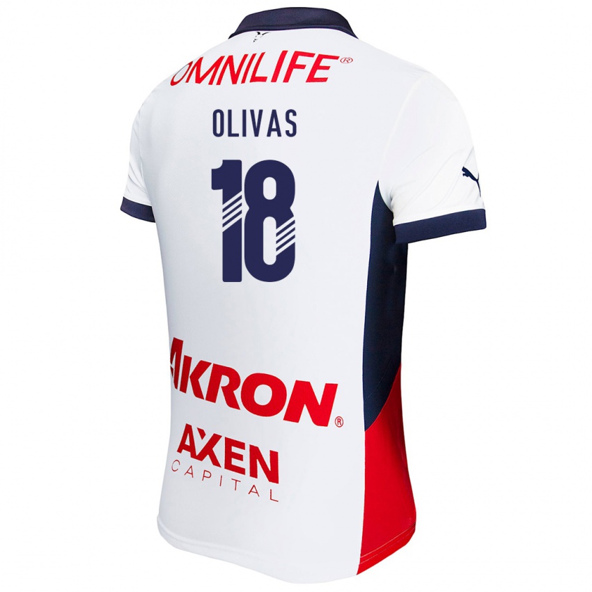 Børn Luis Olivas #18 Hvid Rød Blå Udebane Spillertrøjer 2024/25 Trøje T-Shirt