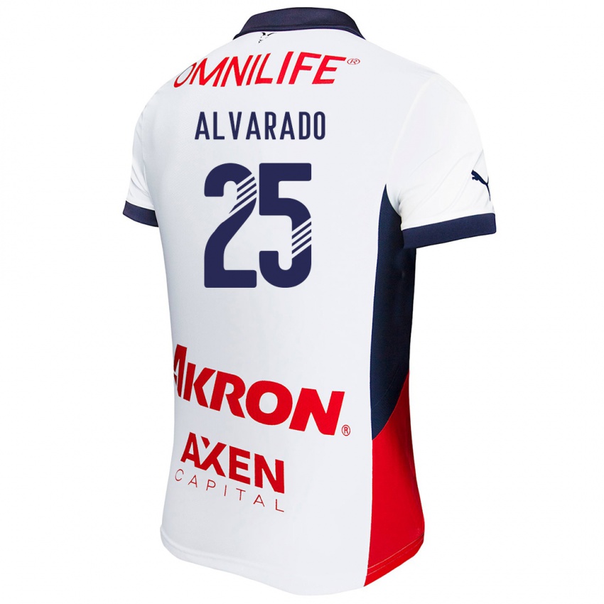 Børn Roberto Alvarado #25 Hvid Rød Blå Udebane Spillertrøjer 2024/25 Trøje T-Shirt