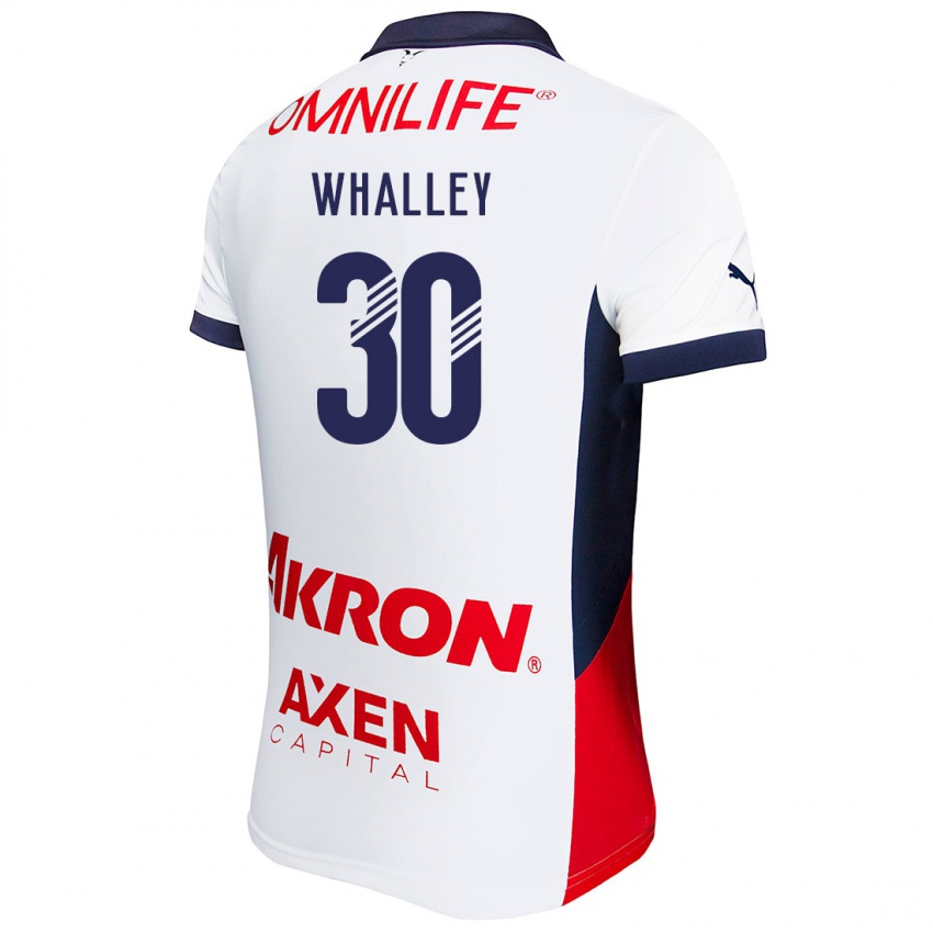 Børn Óscar Whalley #30 Hvid Rød Blå Udebane Spillertrøjer 2024/25 Trøje T-Shirt