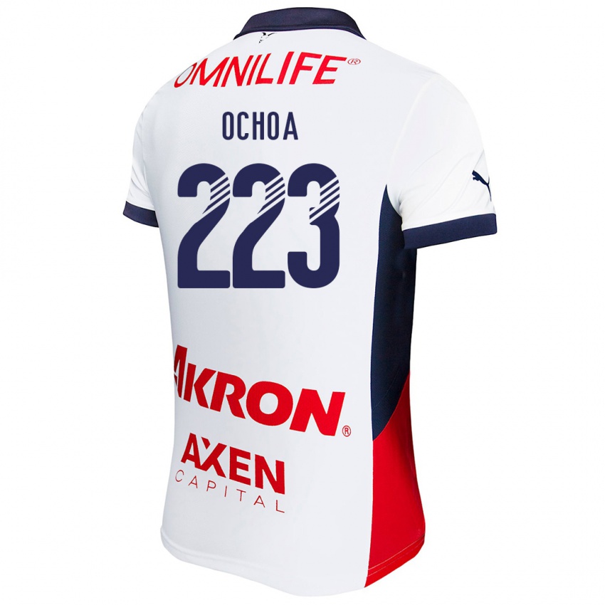 Børn Diego Ochoa #223 Hvid Rød Blå Udebane Spillertrøjer 2024/25 Trøje T-Shirt