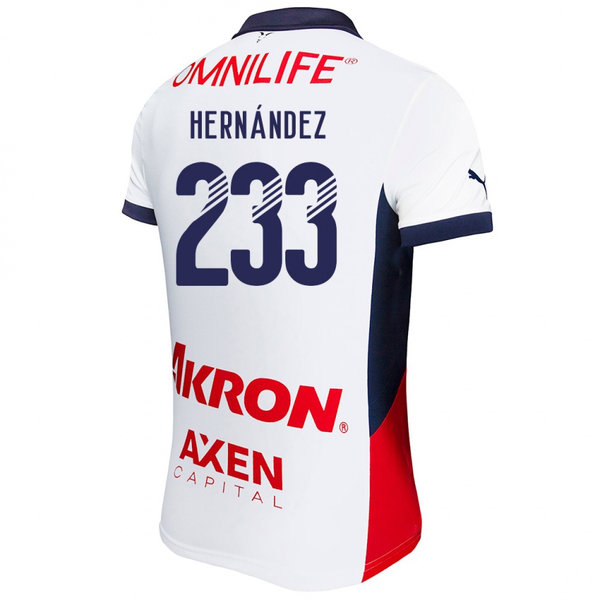 Børn Zinedine Hernández #233 Hvid Rød Blå Udebane Spillertrøjer 2024/25 Trøje T-Shirt