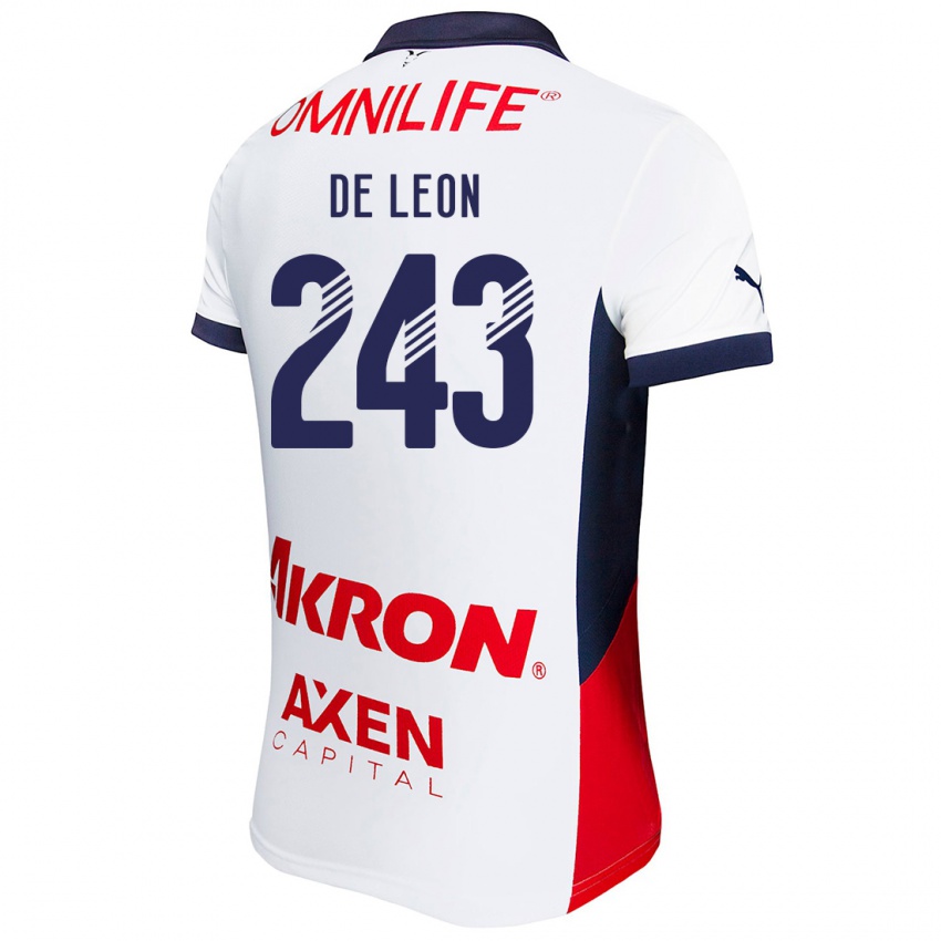 Børn Jared De León #243 Hvid Rød Blå Udebane Spillertrøjer 2024/25 Trøje T-Shirt