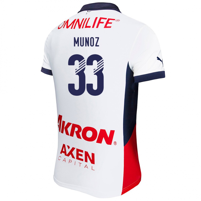 Børn Zahid Muñoz #33 Hvid Rød Blå Udebane Spillertrøjer 2024/25 Trøje T-Shirt