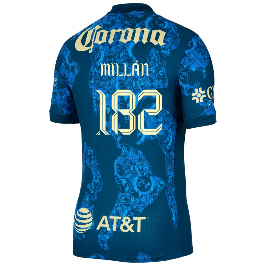 Børn Daniel Millán #182 Blå Gul Udebane Spillertrøjer 2024/25 Trøje T-Shirt