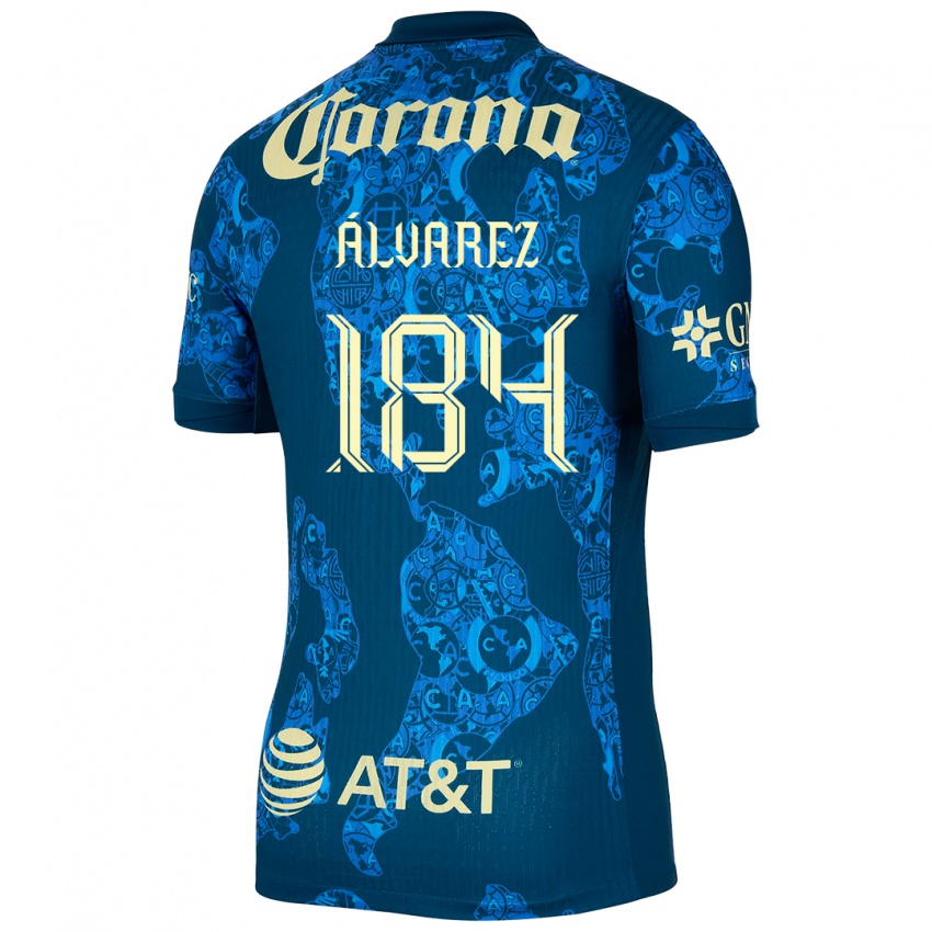 Børn Antonio Álvarez #184 Blå Gul Udebane Spillertrøjer 2024/25 Trøje T-Shirt