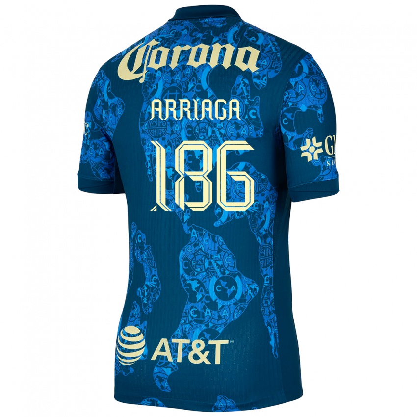 Børn Diego Arriaga #186 Blå Gul Udebane Spillertrøjer 2024/25 Trøje T-Shirt