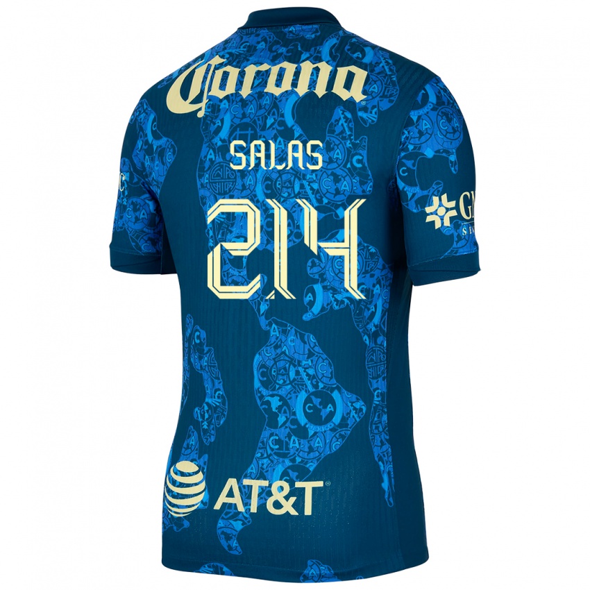 Børn Patricio Salas #214 Blå Gul Udebane Spillertrøjer 2024/25 Trøje T-Shirt