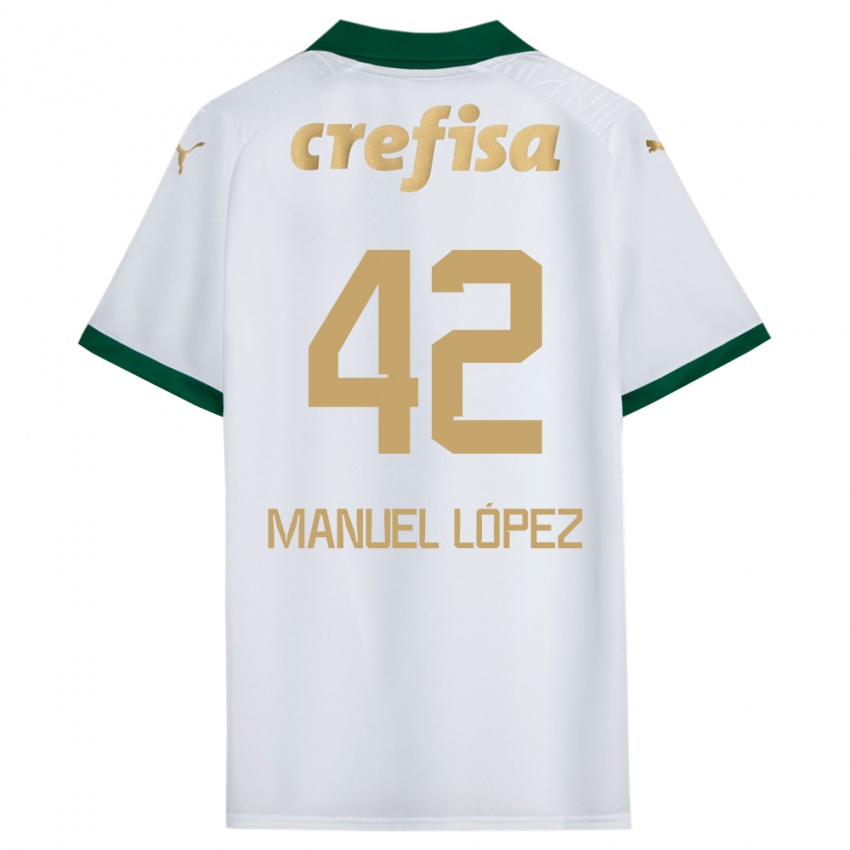 Børn José Manuel López #42 Hvid Grøn Udebane Spillertrøjer 2024/25 Trøje T-Shirt