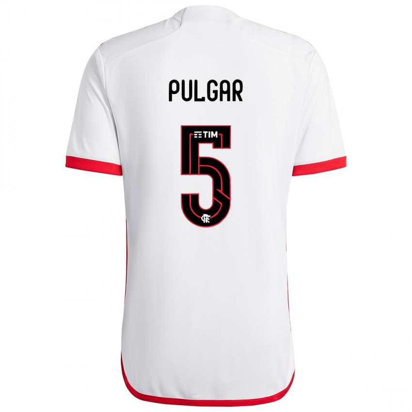 Børn Erick Pulgar #5 Hvid Rød Udebane Spillertrøjer 2024/25 Trøje T-Shirt