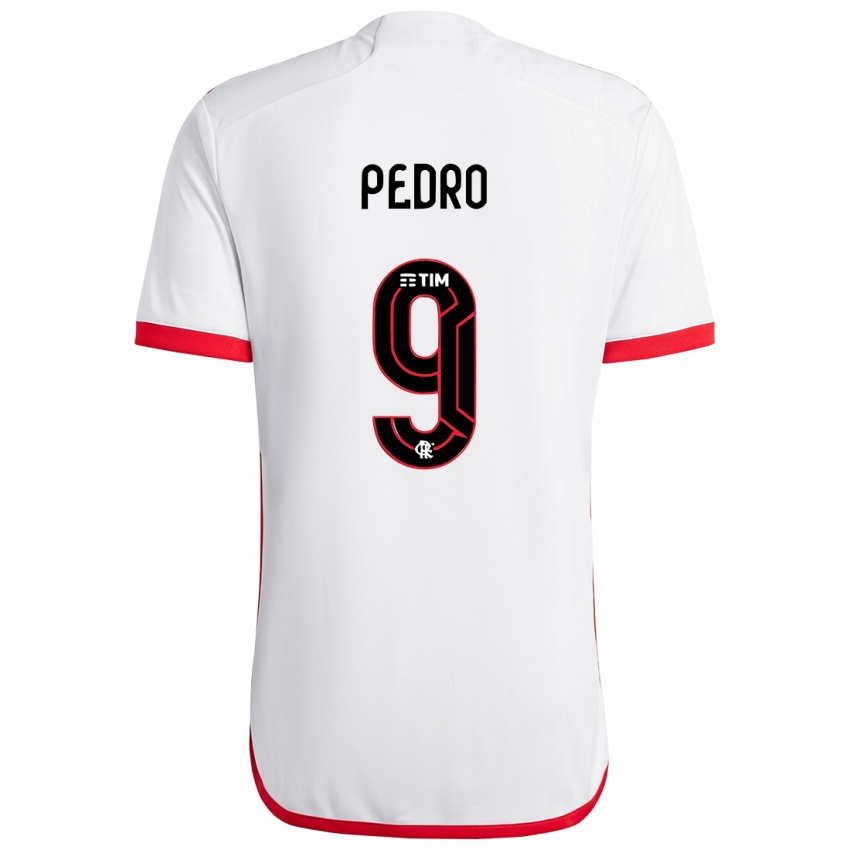 Børn Pedro #9 Hvid Rød Udebane Spillertrøjer 2024/25 Trøje T-Shirt