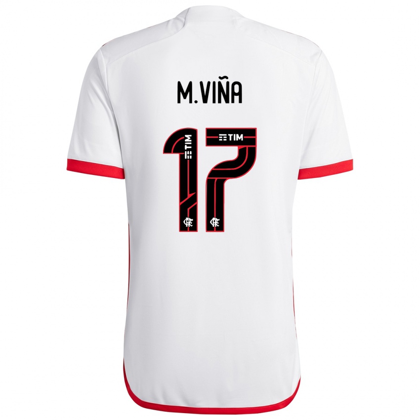 Børn Matias Vina #17 Hvid Rød Udebane Spillertrøjer 2024/25 Trøje T-Shirt