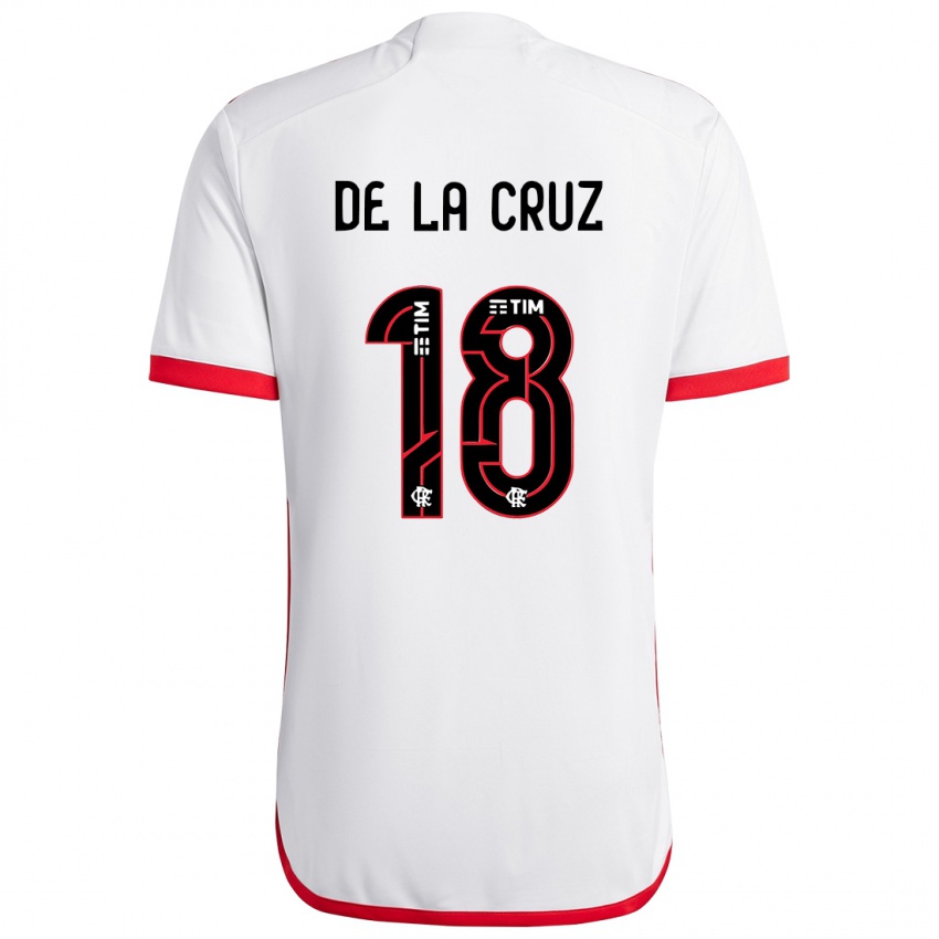 Børn Nicolas De La Cruz #18 Hvid Rød Udebane Spillertrøjer 2024/25 Trøje T-Shirt