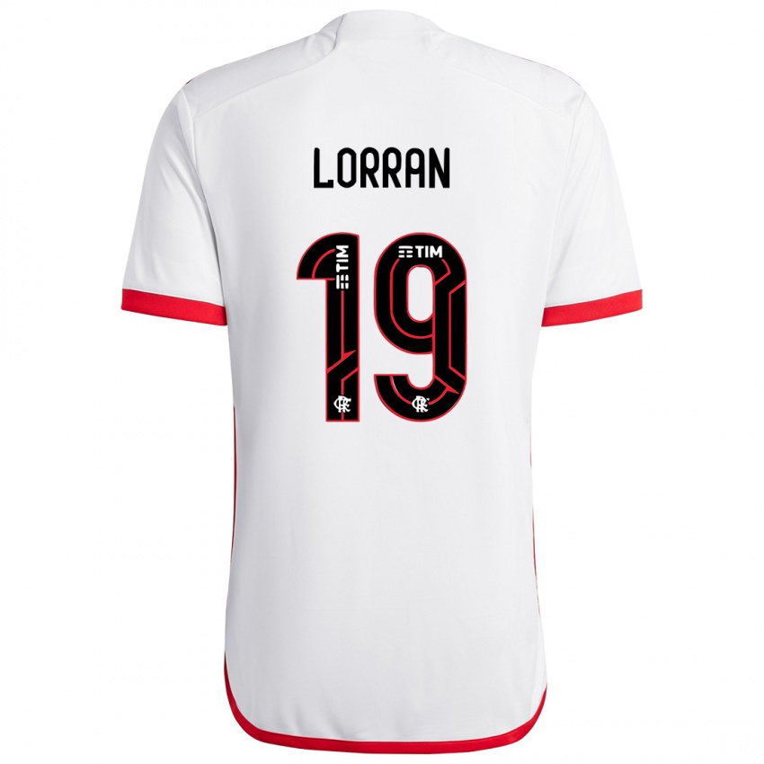 Børn Lorran #19 Hvid Rød Udebane Spillertrøjer 2024/25 Trøje T-Shirt