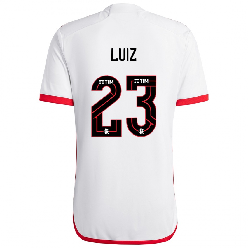 Børn David Luiz #23 Hvid Rød Udebane Spillertrøjer 2024/25 Trøje T-Shirt