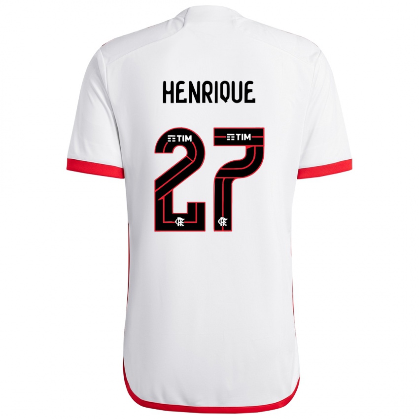 Børn Bruno Henrique #27 Hvid Rød Udebane Spillertrøjer 2024/25 Trøje T-Shirt