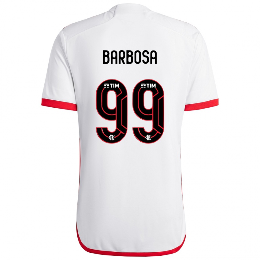 Børn Gabriel Barbosa #99 Hvid Rød Udebane Spillertrøjer 2024/25 Trøje T-Shirt