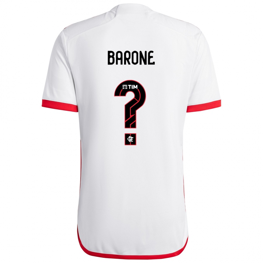 Børn Caio Barone #0 Hvid Rød Udebane Spillertrøjer 2024/25 Trøje T-Shirt