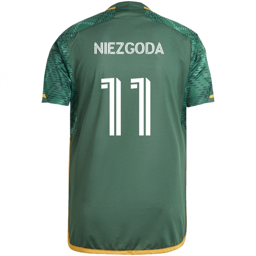 Mænd Jaroslaw Niezgoda #11 Grøn Orange Hjemmebane Spillertrøjer 2024/25 Trøje T-Shirt