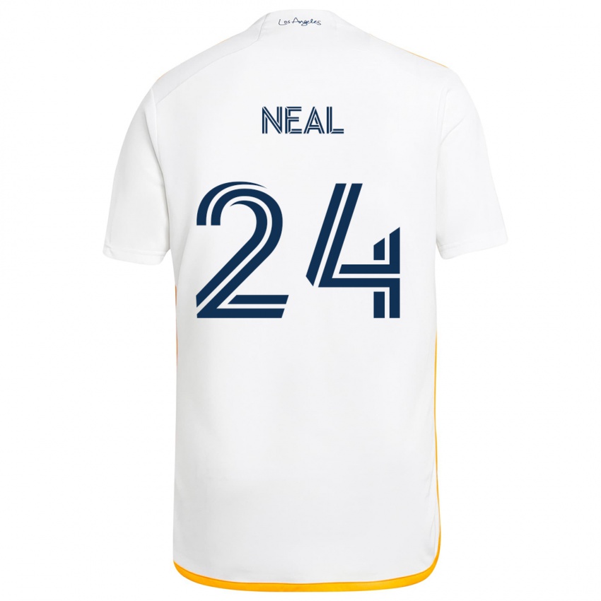 Mænd Jalen Neal #24 Hvid Gul Hjemmebane Spillertrøjer 2024/25 Trøje T-Shirt