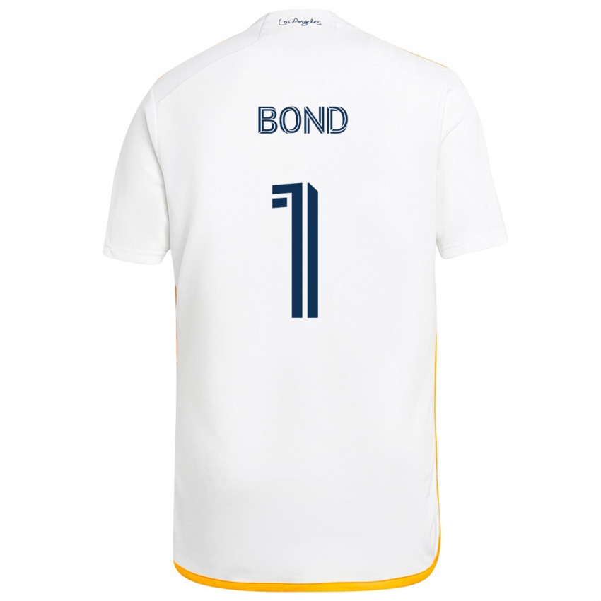 Mænd Jonathan Bond #1 Hvid Gul Hjemmebane Spillertrøjer 2024/25 Trøje T-Shirt