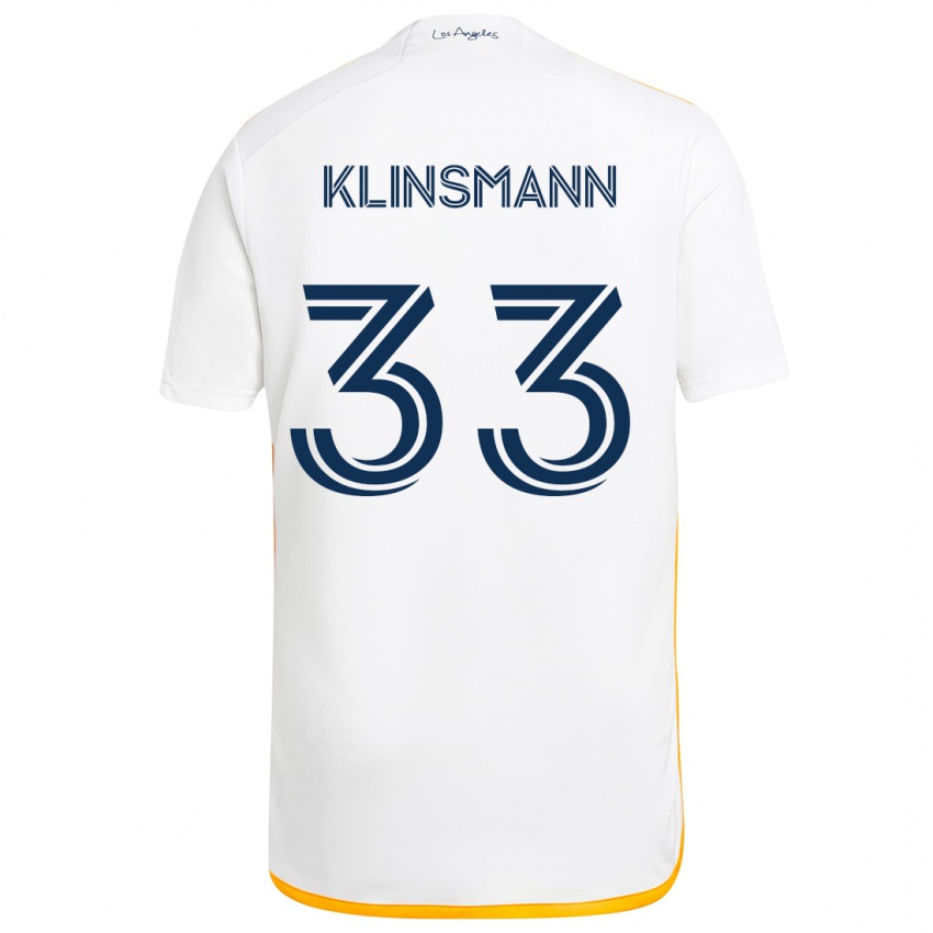 Mænd Jonathan Klinsmann #33 Hvid Gul Hjemmebane Spillertrøjer 2024/25 Trøje T-Shirt