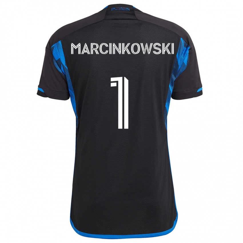 Mænd Jt Marcinkowski #1 Blå Sort Hjemmebane Spillertrøjer 2024/25 Trøje T-Shirt