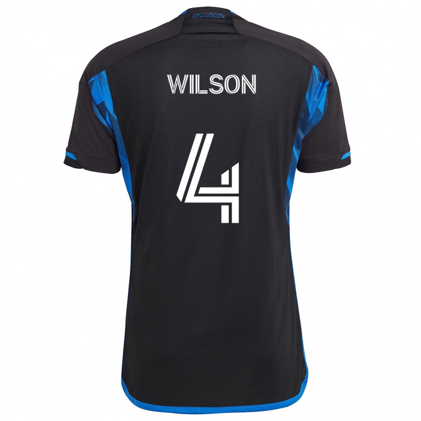 Mænd Bruno Wilson #4 Blå Sort Hjemmebane Spillertrøjer 2024/25 Trøje T-Shirt