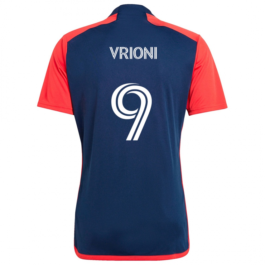 Mænd Giacomo Vrioni #9 Blå Rød Hjemmebane Spillertrøjer 2024/25 Trøje T-Shirt