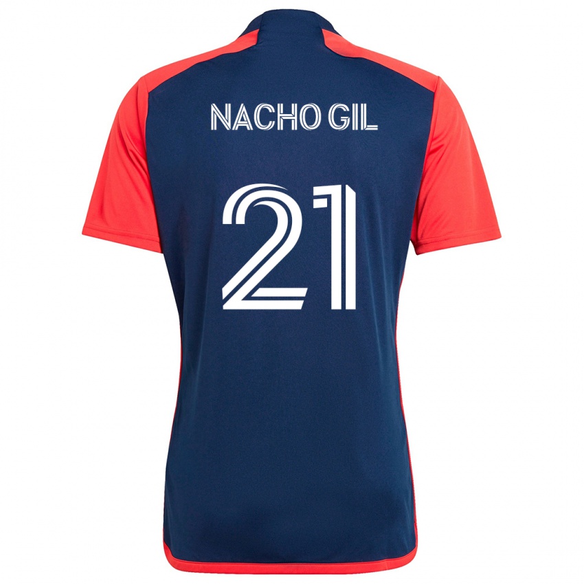 Mænd Nacho Gil #21 Blå Rød Hjemmebane Spillertrøjer 2024/25 Trøje T-Shirt