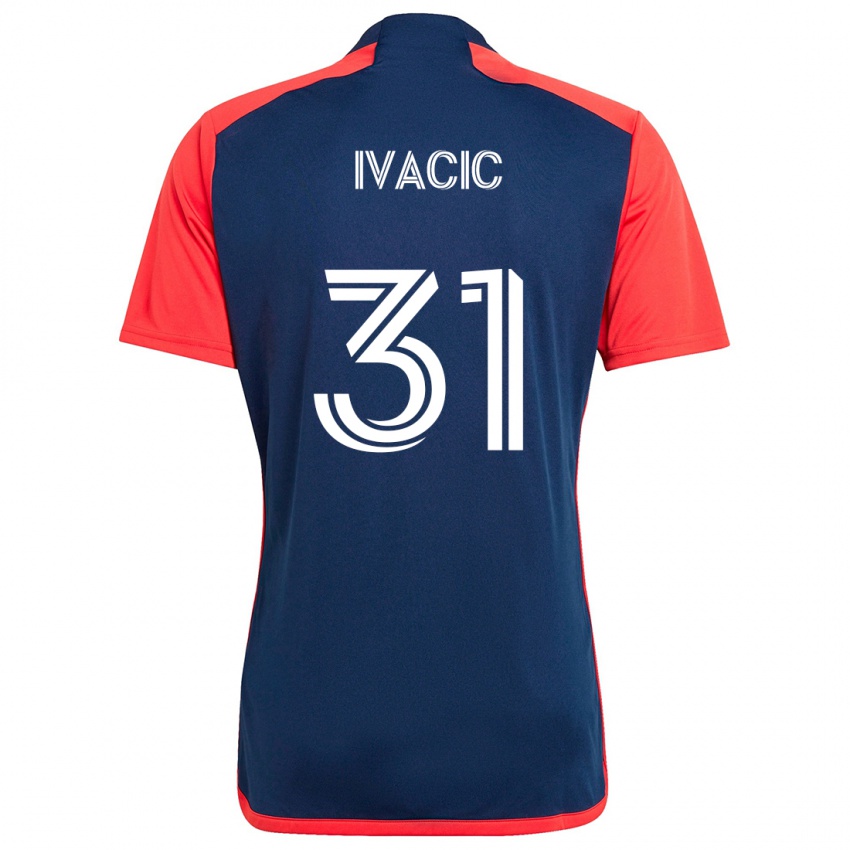 Mænd Aljaz Ivacic #31 Blå Rød Hjemmebane Spillertrøjer 2024/25 Trøje T-Shirt