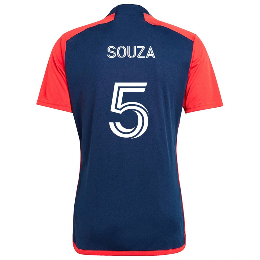 Mænd Victor Souza #5 Blå Rød Hjemmebane Spillertrøjer 2024/25 Trøje T-Shirt