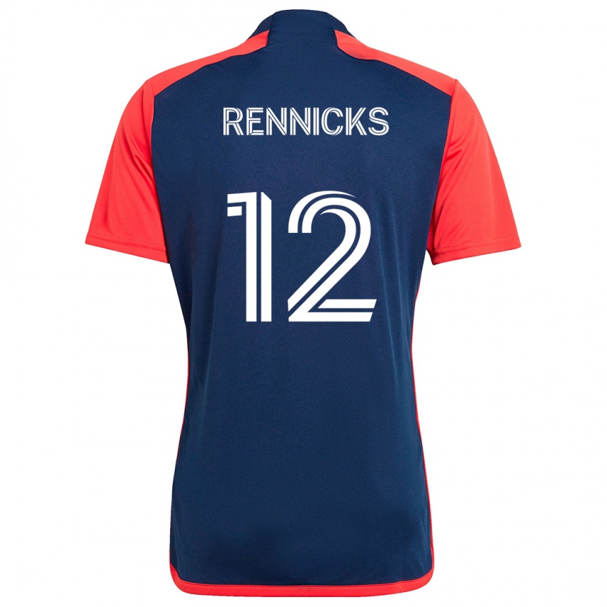 Mænd Justin Rennicks #12 Blå Rød Hjemmebane Spillertrøjer 2024/25 Trøje T-Shirt