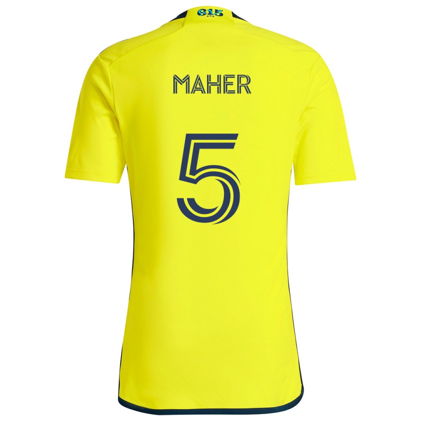 Mænd Jack Maher #5 Gul Blå Hjemmebane Spillertrøjer 2024/25 Trøje T-Shirt