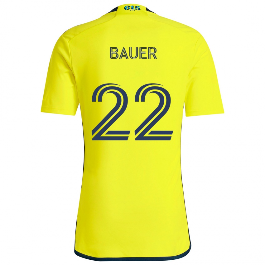 Mænd Josh Bauer #22 Gul Blå Hjemmebane Spillertrøjer 2024/25 Trøje T-Shirt