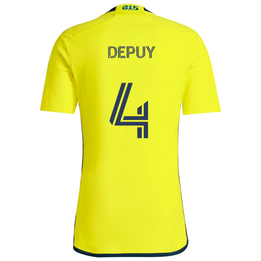 Mænd Nick Depuy #4 Gul Blå Hjemmebane Spillertrøjer 2024/25 Trøje T-Shirt