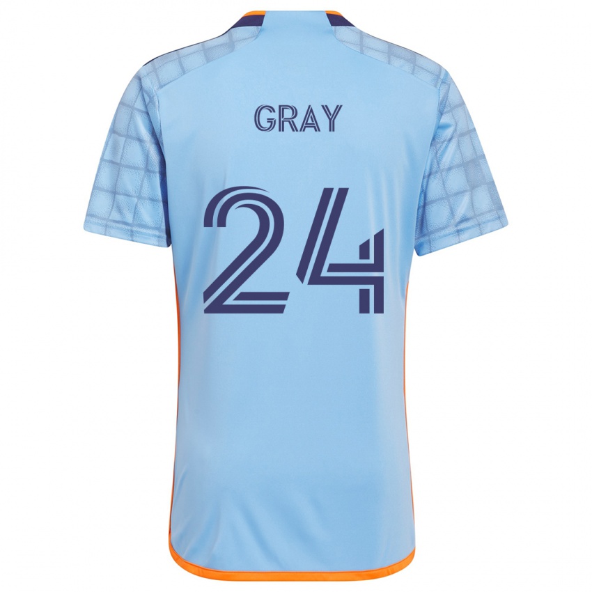 Mænd Tayvon Gray #24 Blå Orange Hjemmebane Spillertrøjer 2024/25 Trøje T-Shirt