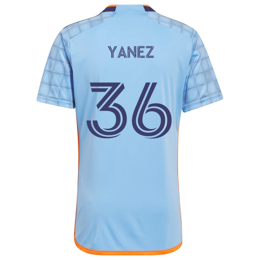 Mænd Zidane Yañez #36 Blå Orange Hjemmebane Spillertrøjer 2024/25 Trøje T-Shirt