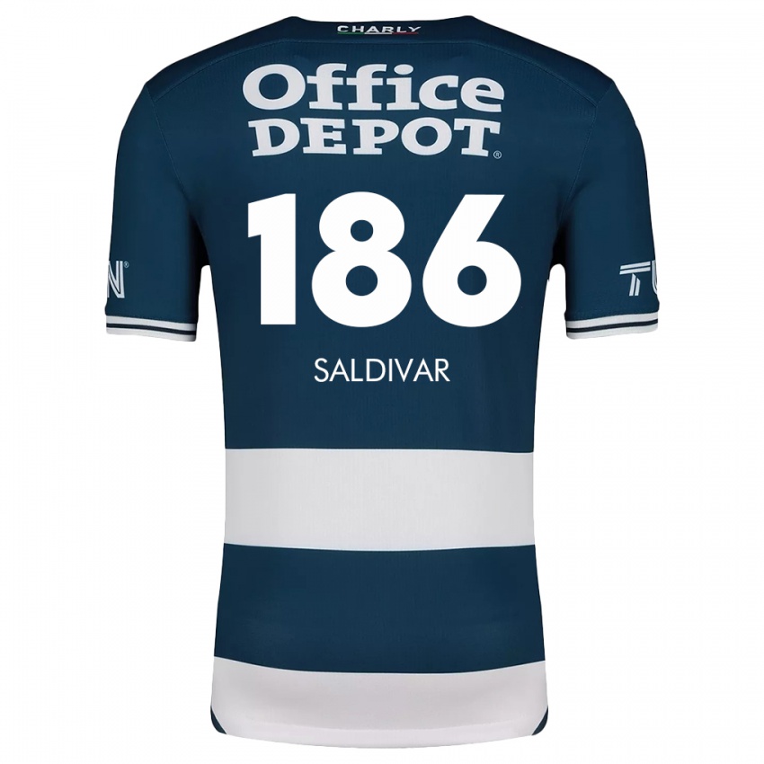 Mænd José Saldívar #186 Blå Hvid Hjemmebane Spillertrøjer 2024/25 Trøje T-Shirt