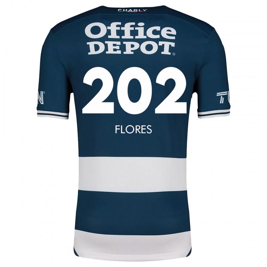 Mænd Luis Flores #202 Blå Hvid Hjemmebane Spillertrøjer 2024/25 Trøje T-Shirt