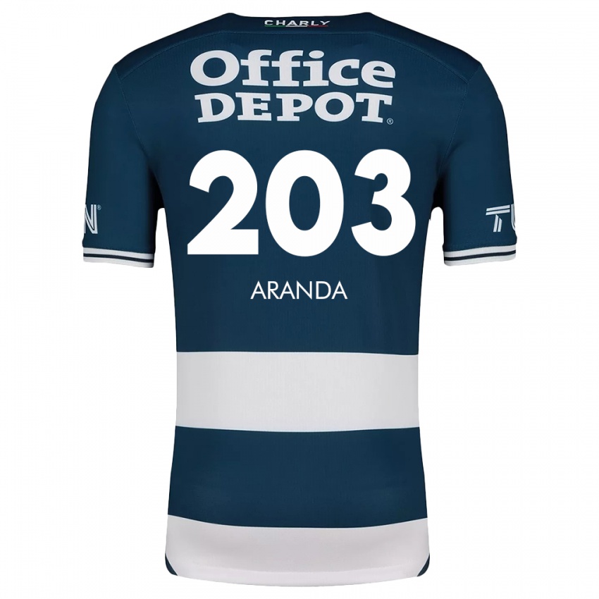 Mænd Juan Aranda #203 Blå Hvid Hjemmebane Spillertrøjer 2024/25 Trøje T-Shirt