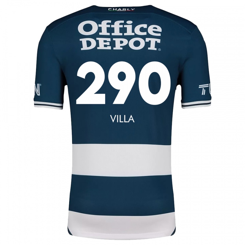 Mænd Adrián Villa #290 Blå Hvid Hjemmebane Spillertrøjer 2024/25 Trøje T-Shirt