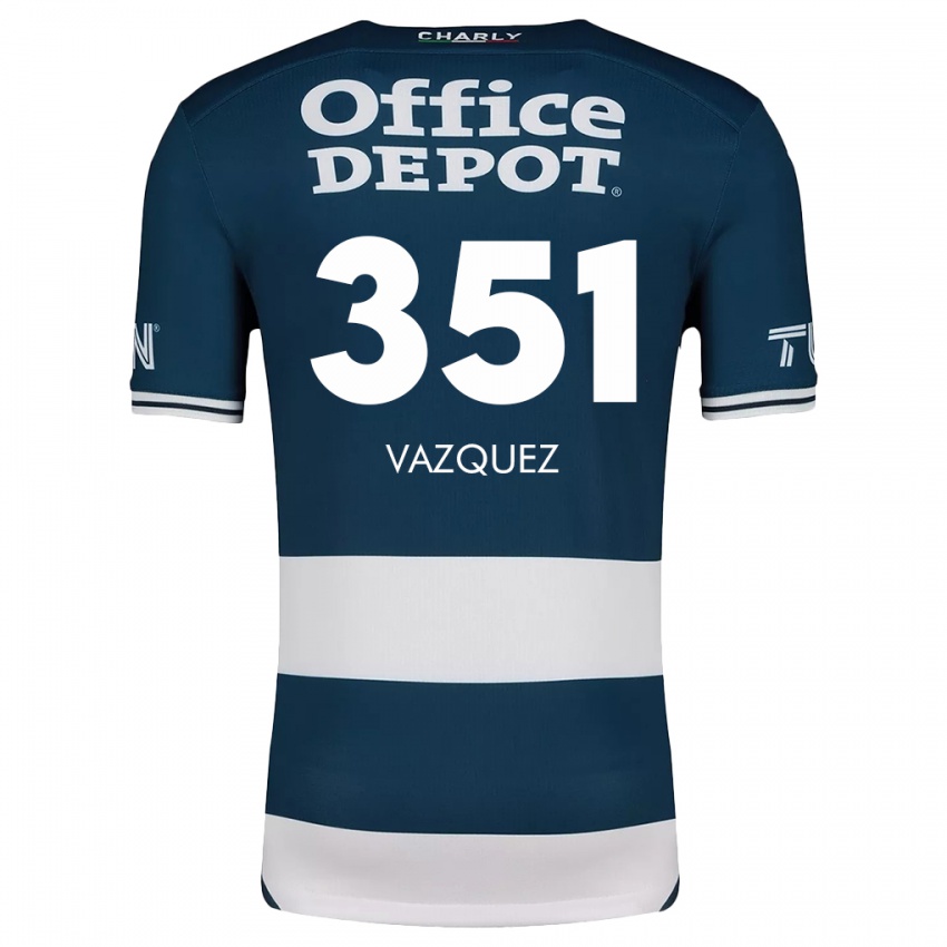 Mænd Maximo Vázquez #351 Blå Hvid Hjemmebane Spillertrøjer 2024/25 Trøje T-Shirt