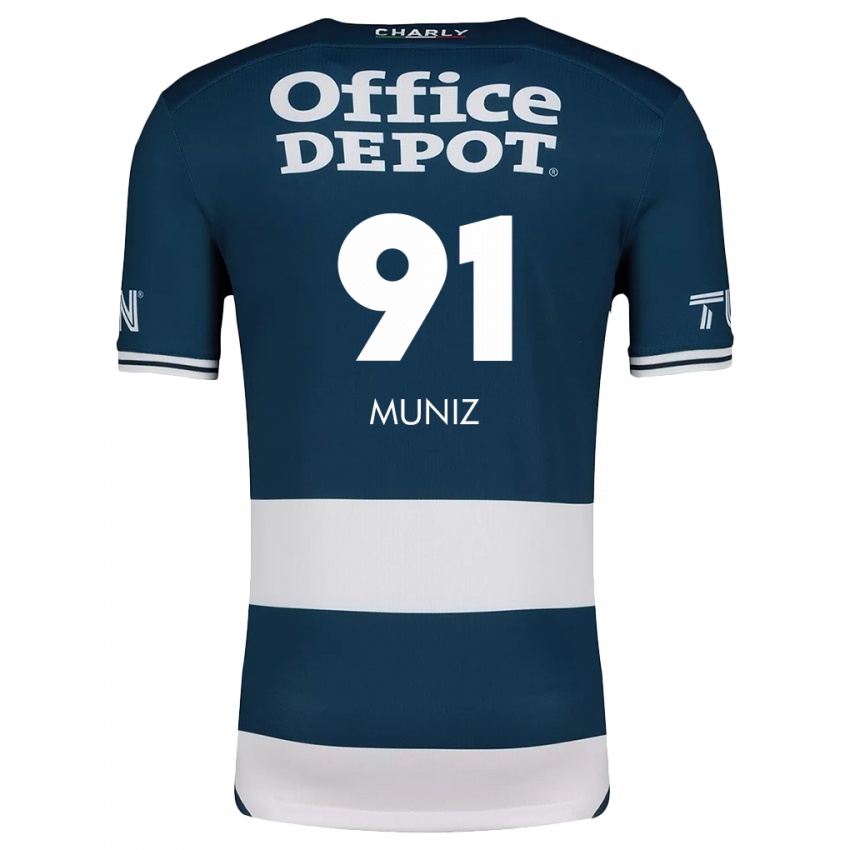 Mænd Brandon Muñiz #91 Blå Hvid Hjemmebane Spillertrøjer 2024/25 Trøje T-Shirt