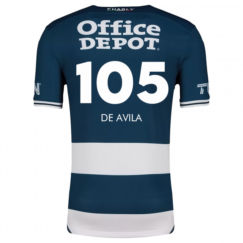 Mænd José De Ávila #105 Blå Hvid Hjemmebane Spillertrøjer 2024/25 Trøje T-Shirt